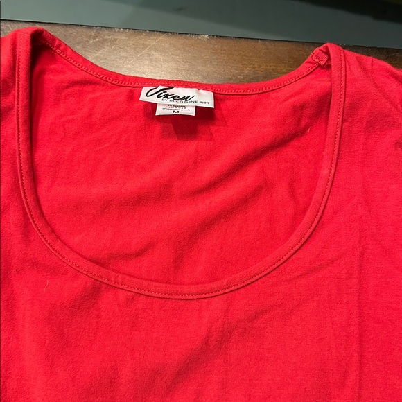 Vixen Longsleeve Red Top w/ Scooped Neck - Picture 2 of 3